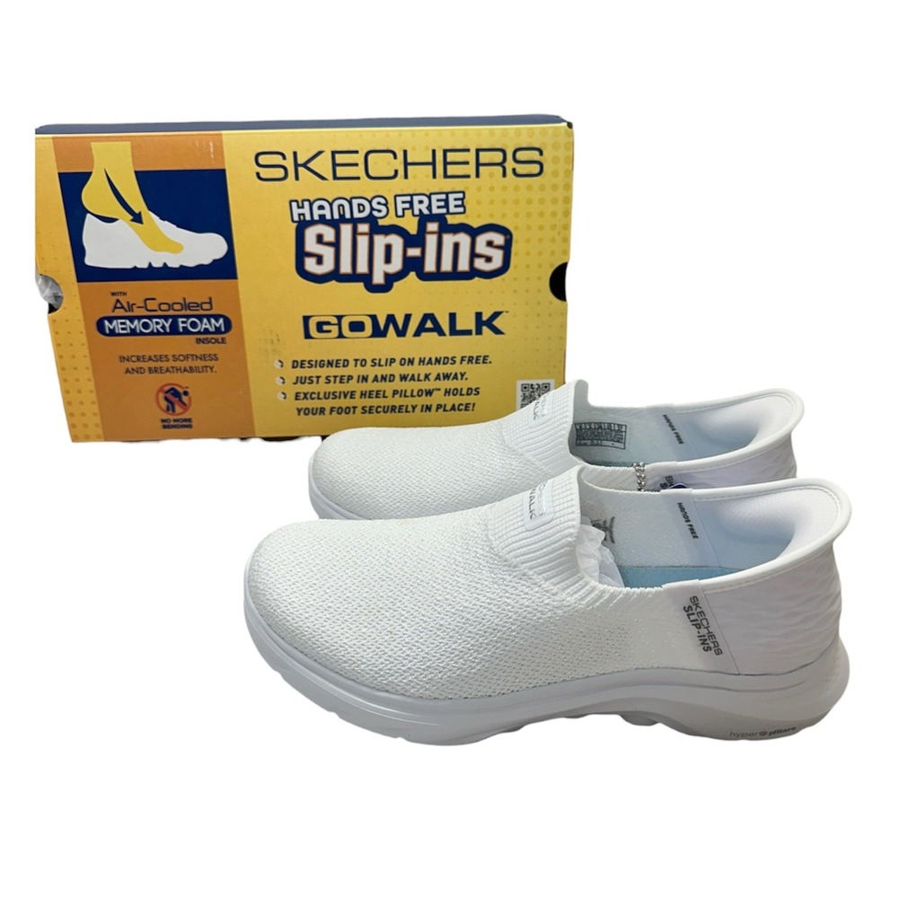 New Sketchers Slip Ins Go Walk Sneakers White Memory Foam Clean Girl